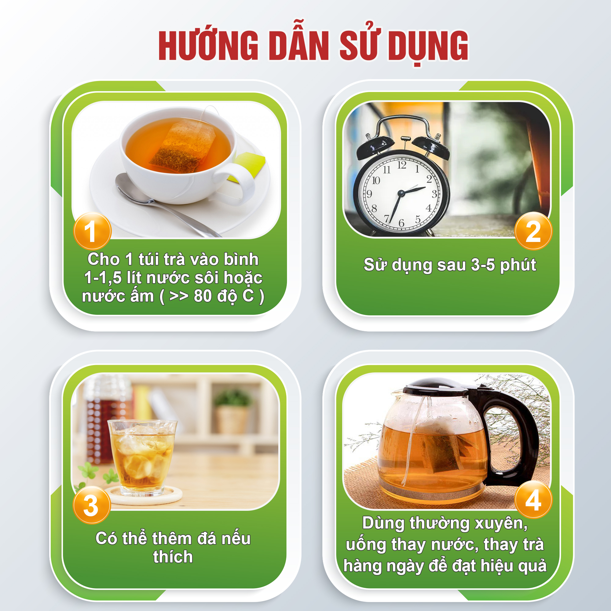 Trà Gạo Lứt Đậu Đen TRATOSA ( 600g) Hướng dẫn sử dụng sản phẩm