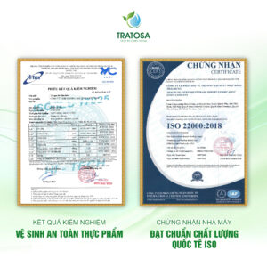 Trà Gạo Lứt Đậu Đen TRATOSA ( 600g) Phiếu kiểm nghiệm và giấy chứng nhận