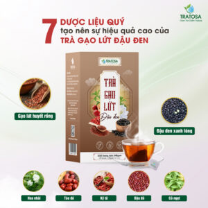 Trà Gạo Lứt Đậu Đen TRATOSA ( 600g) 7 dược liệu quý trong trà gạo lứt đậu đen