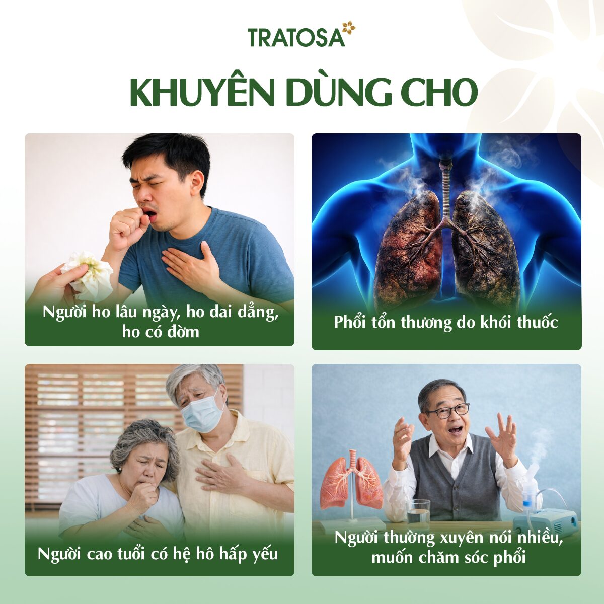 Trà Dòi Tím Đẳng Sâm Người quan tâm đến sức khỏe hô hấp sử dụng Trà Dòi Tím Đẳng Sâm TRATOSA