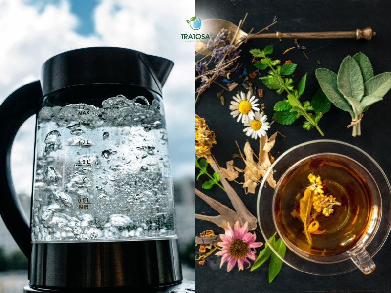 Nước pha trà thảo mộc trung bình từ 80-90 độ C