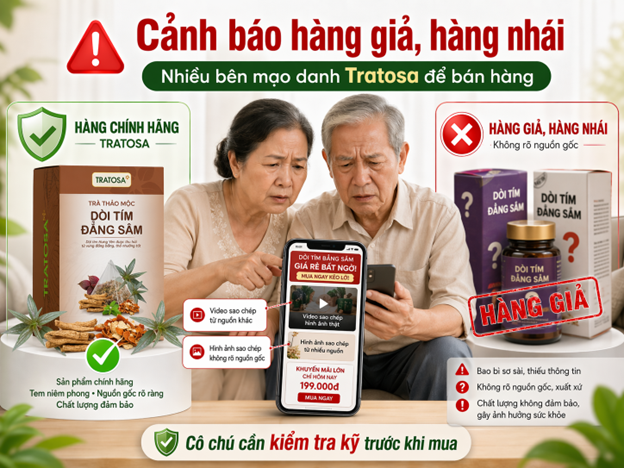 Cảnh báo hàng giả, hàng nhái dòi tím đẳng sâm Tratosa canh bao hang gia hang nhai tra doi tim tra to sa