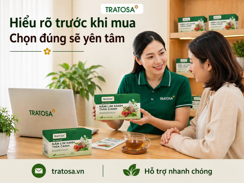 Mua trà nấm lim xanh thìa canh Ninh Bình TRATOSA chính hãng tại cửa hàng
