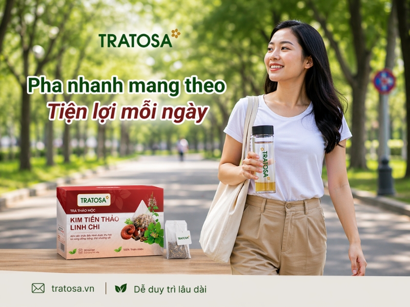 trà kim tiền thảo linh chi dạng túi lọc tiện mang theo sử dụng hằng ngày