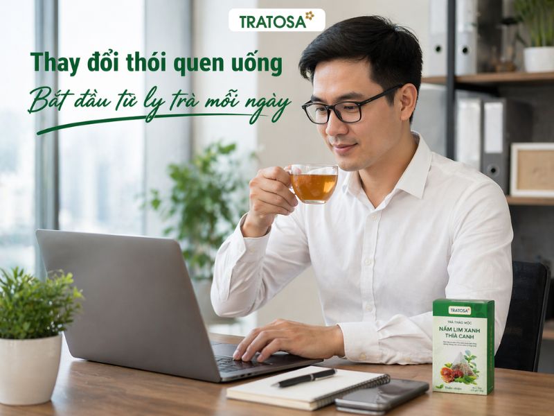 trà nấm lim xanh cho người tiểu đường dùng mỗi ngày tại văn phòng