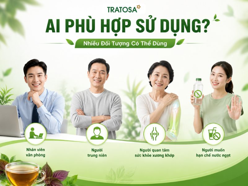 Trà tía tô phù hợp với người văn phòng, người trung niên và người quan tâm sức khỏe hằng ngày