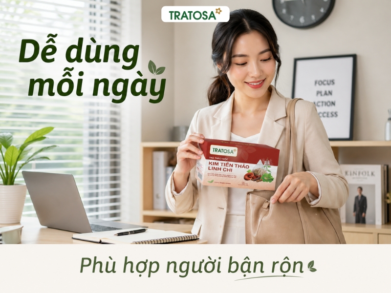 Trà tốt cho đường tiết niệu Tratosa tiện lợi cho người bận rộn sử dụng hằng ngày