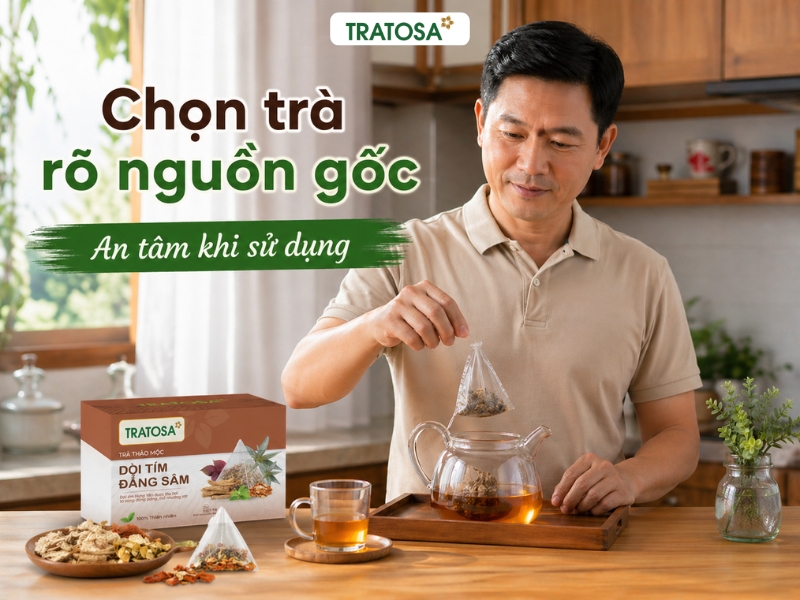 Người trung niên pha trà thảo dược tốt cho hô hấp – phổi tại nhà, dễ dùng mỗi ngày