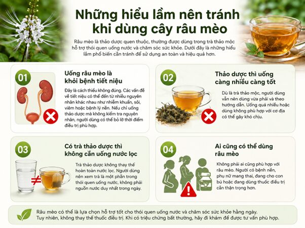 Cây râu mèo có tác dụng gì? Cách dùng và lưu ý an toàn Những hiểu lầm phổ biến khi sử dụng cây râu mèo và trà thảo mộc