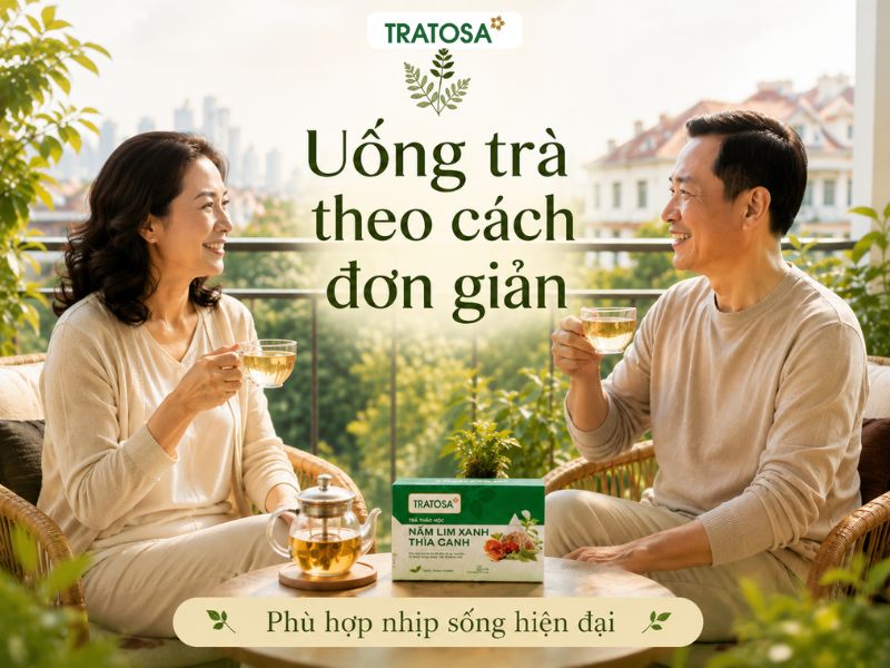 Cặp vợ chồng trung niên uống trà thảo mộc mỗi ngày