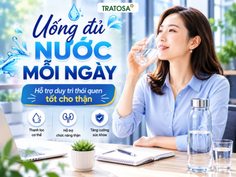 Người sỏi thận nên uống nước mỗi ngày để hỗ trợ hoạt động bài tiết