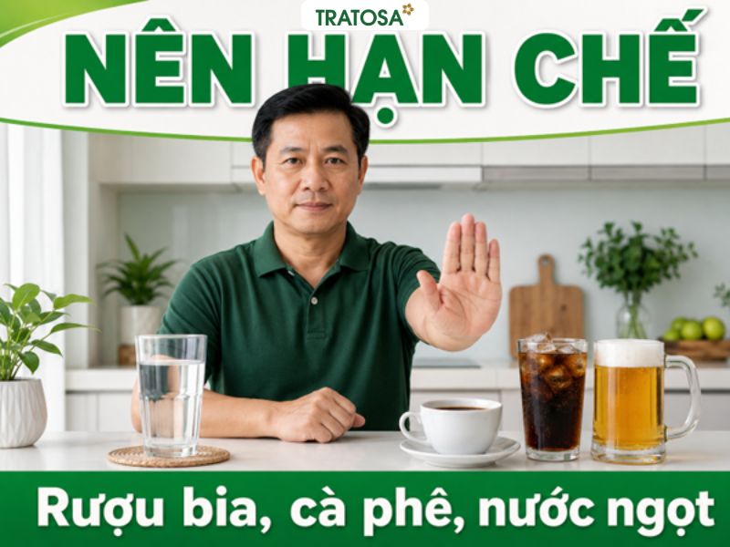 Người bị tiểu buốt nên hạn chế rượu bia, cà phê và nước ngọt để tránh kích ứng đường tiết niệu