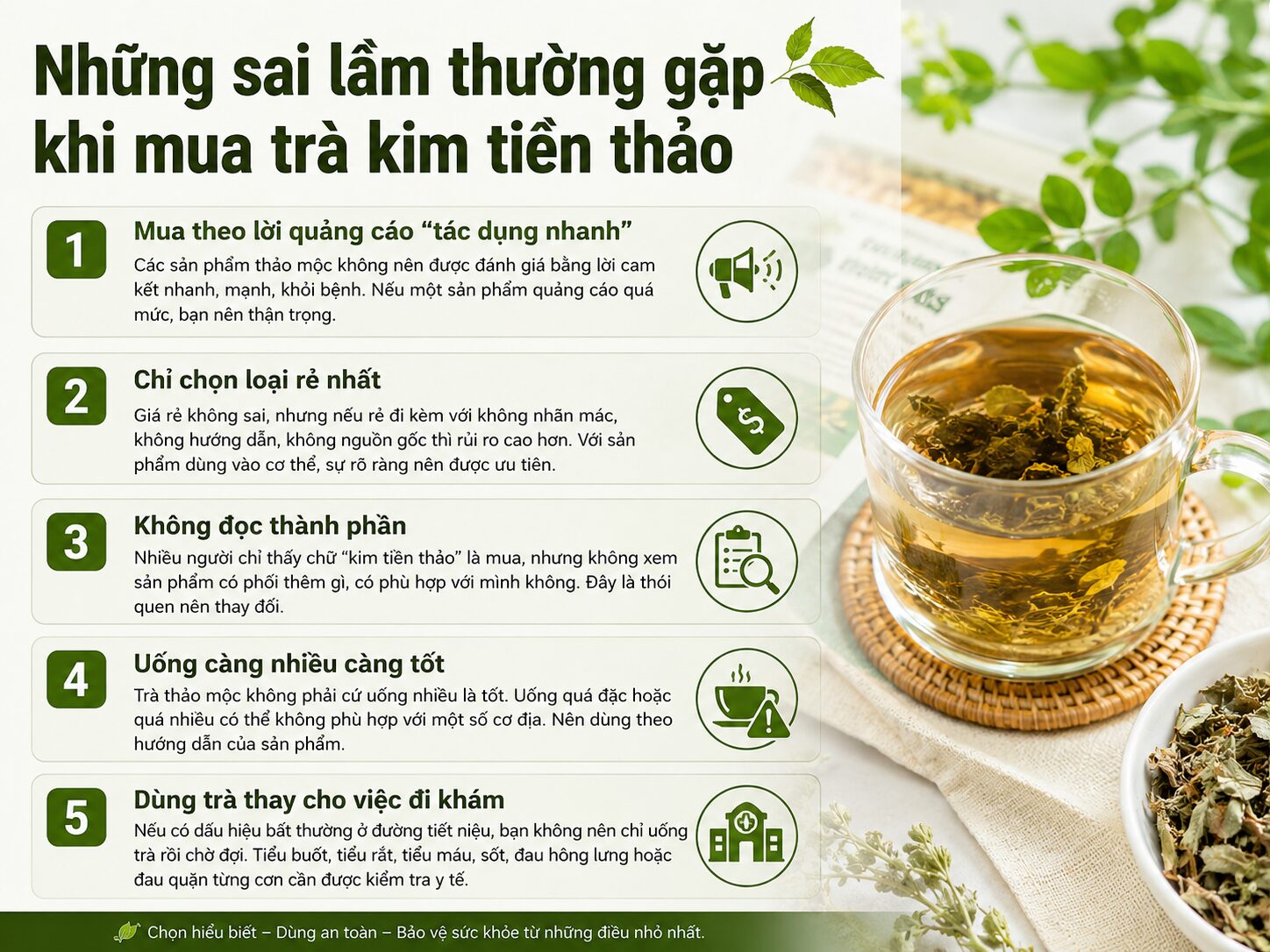 Trà kim tiền thảo loại nào tốt? Tiêu chí chọn trà rõ nguồn gốc Những sai lầm thường gặp khi chọn trà kim tiền thảo loại nào tốt và an toàn