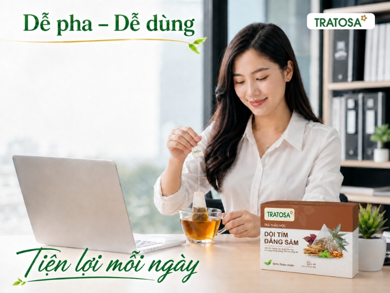 Trà dòi tím đẳng sâm Hưng Yên TRATOSA dạng túi lọc tiện lợi
