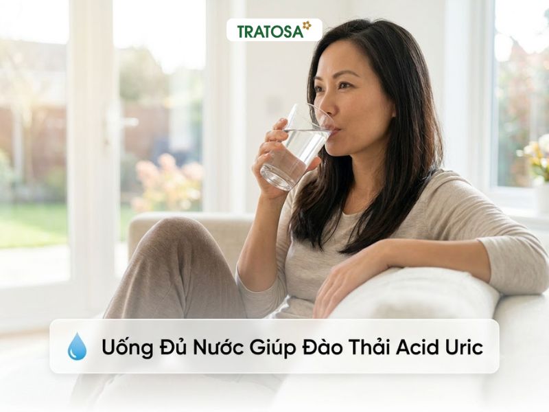 Uống đủ nước là lựa chọn quan trọng khi tìm hiểu acid uric cao nên uống gì để hỗ trợ đào thải acid uric.