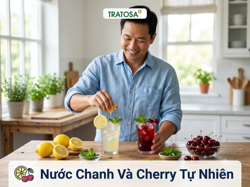 Người bị gout nên uống nước chanh và nước ép cherry đúng cách để hỗ trợ giảm acid uric.