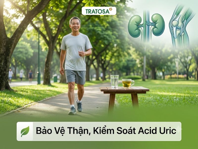 Bị gout nên uống gì để hỗ trợ bảo vệ chức năng thận và tăng đào thải acid uric.
