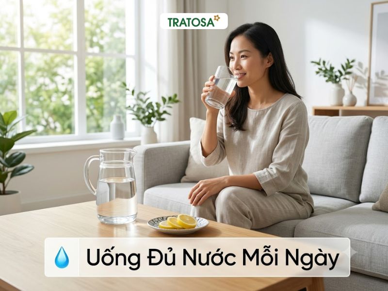Bị gout nên uống gì? Uống đủ nước mỗi ngày giúp hỗ trợ đào thải acid uric và giảm nguy cơ hình thành tinh thể urat.