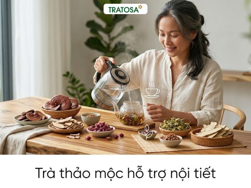 Trà thảo mộc hỗ trợ sức khỏe nội tiết cho phụ nữ tiền mãn kinh