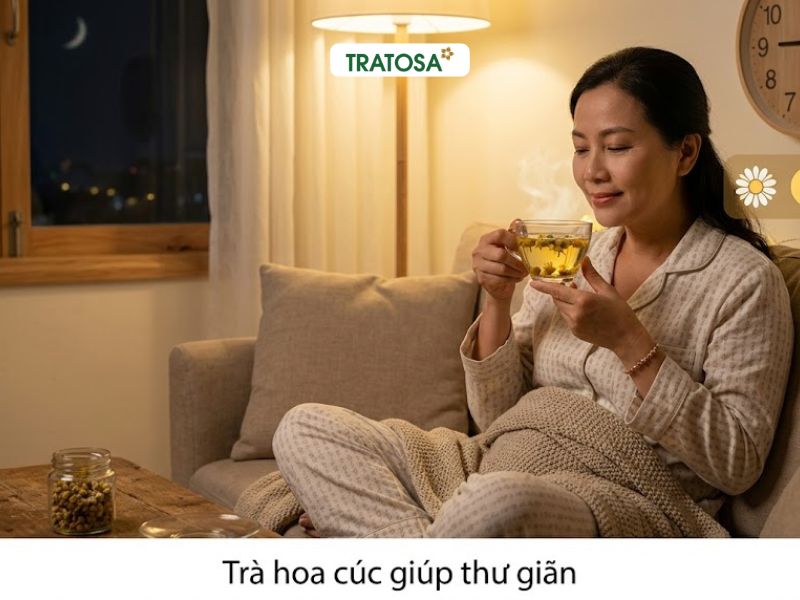 Trà hoa cúc giúp thư giãn khi bị bốc hỏa tiền mãn kinh