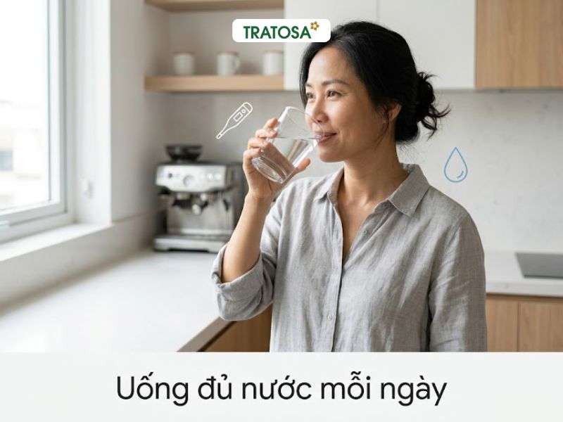 Uống đủ nước giúp hỗ trợ giảm bốc hỏa tiền mãn kinh