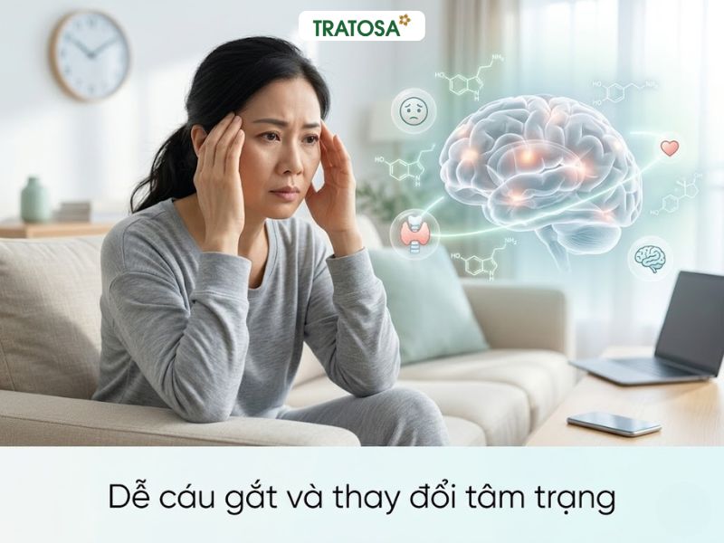 Dễ cáu gắt và thay đổi tâm trạng là dấu hiệu suy giảm nội tiết tố nữ