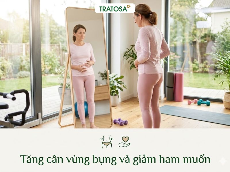Tăng cân vùng bụng và giảm ham muốn do suy giảm nội tiết tố nữ