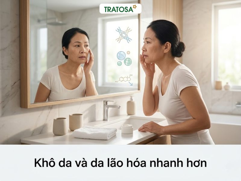 Khô da và lão hóa da là dấu hiệu suy giảm nội tiết tố nữ