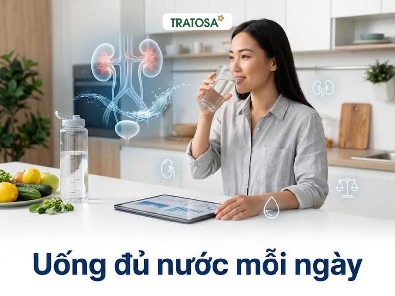 9 Dấu Hiệu Sỏi Thận Giai Đoạn Đầu Cần Nhận Biết Sớm Uống đủ nước mỗi ngày giúp hỗ trợ giảm nguy cơ hình thành sỏi thận