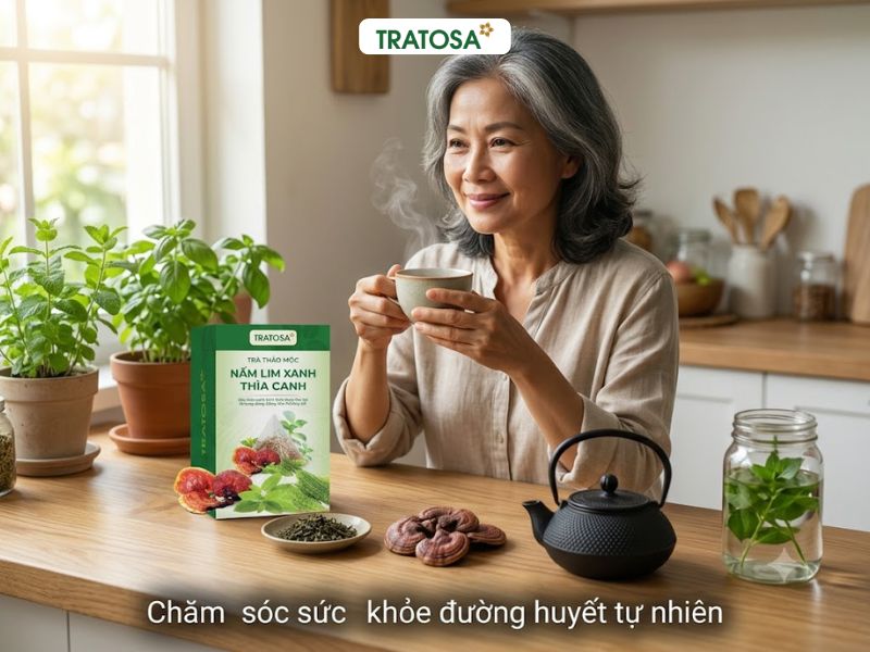 Đường huyết cao nên uống gì - Trà Nấm Lim Xanh Thìa Canh hỗ trợ chăm sóc sức khỏe đường huyết