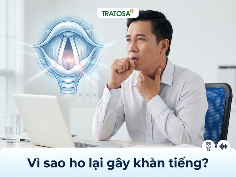 Ho Khàn Tiếng Nên Uống Gì Để Cổ Họng Dễ Chịu Hơn? Minh họa dây thanh âm bị kích thích do ho kéo dài