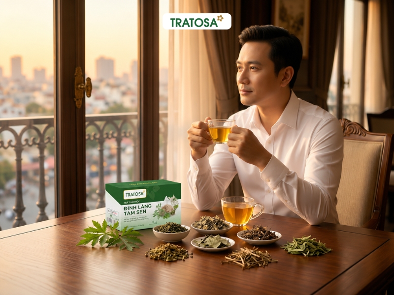 Ngủ không sâu giấc nên uống gì với trà Đinh Lăng Tâm Sen TRATOSA