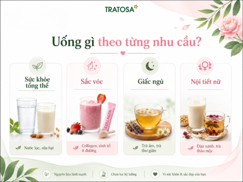 Phụ nữ sau tuổi 30 nên uống gì để chăm sóc sức khỏe và sắc vóc? Gợi ý đồ uống phù hợp cho sức khỏe tổng thể, sắc vóc, giấc ngủ và nội tiết nữ sau tuổi 30