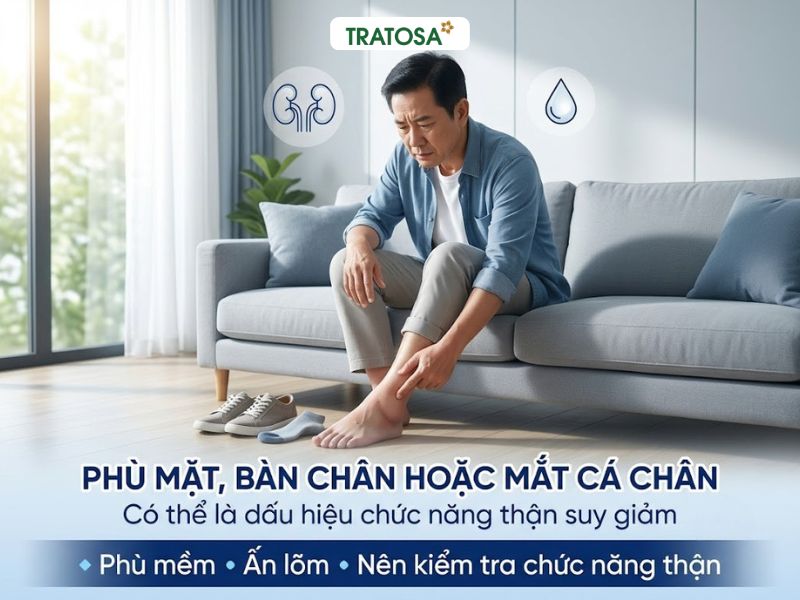 Thận yếu có dấu hiệu gì? Nhận biết sớm để cứu lấy màng lọc cơ thể Thận yếu có dấu hiệu gì - phù mặt, bàn chân hoặc mắt cá chân do chức năng thận suy giảm