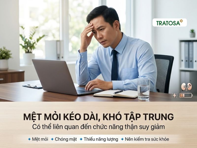 Thận yếu có dấu hiệu gì? Nhận biết sớm để cứu lấy màng lọc cơ thể Thận yếu có dấu hiệu gì - mệt mỏi kéo dài, khó tập trung là dấu hiệu cần lưu ý