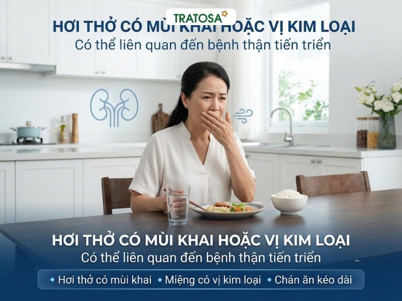 Thận yếu có dấu hiệu gì? Nhận biết sớm để cứu lấy màng lọc cơ thể Thận yếu có dấu hiệu gì - hơi thở có mùi khai và vị kim loại cảnh báo bệnh thận tiến triển