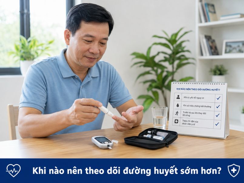 7 triệu chứng cảnh báo đường huyết cao cần kiểm tra sớm Người đàn ông kiểm tra đường huyết tại nhà khi xuất hiện dấu hiệu bất thường