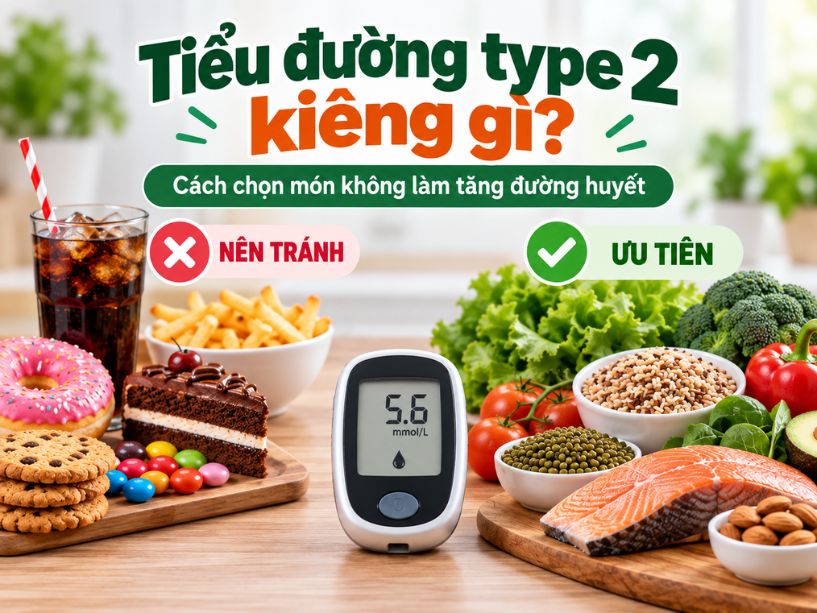 Tiểu đường type 2 kiêng gì? Cách chọn món không làm tăng đường huyết Ảnh đại diện bài viết tiểu đường type 2 kiêng gì với thực phẩm nên tránh và thực phẩm nên ưu tiên