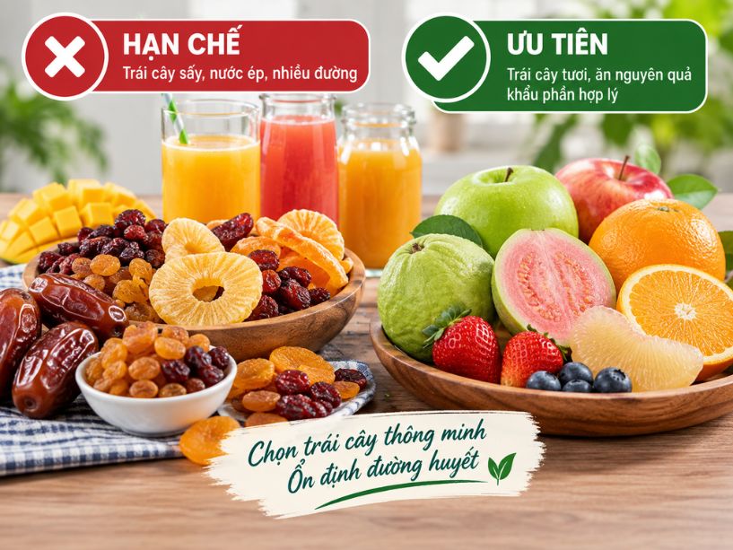 Tiểu đường type 2 kiêng gì? Cách chọn món không làm tăng đường huyết Tiểu đường type 2 kiêng gì với trái cây sấy và nước ép