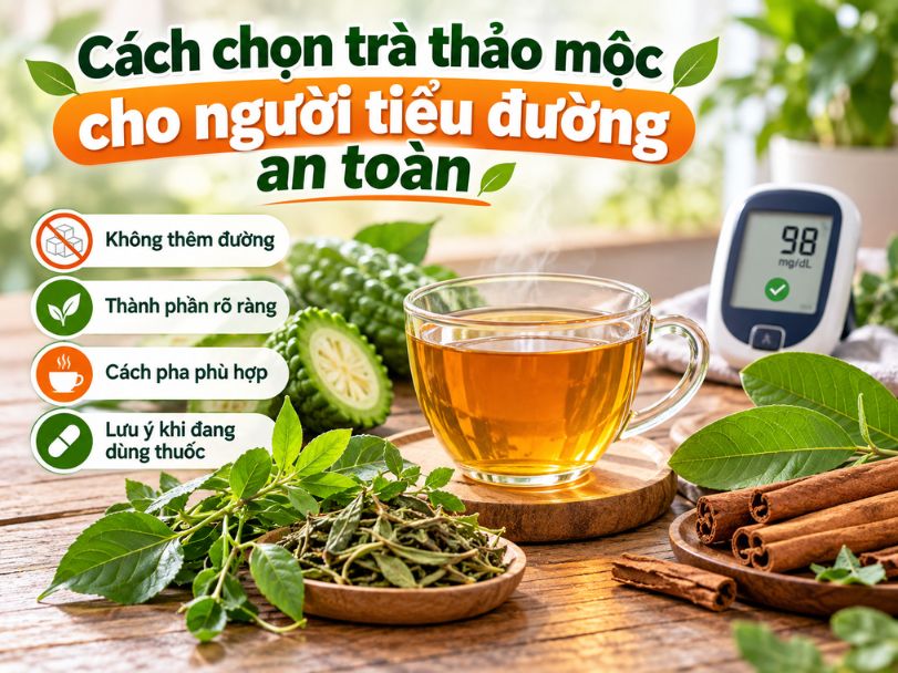 Cách chọn trà thảo mộc cho người tiểu đường với thành phần rõ ràng, không thêm đường