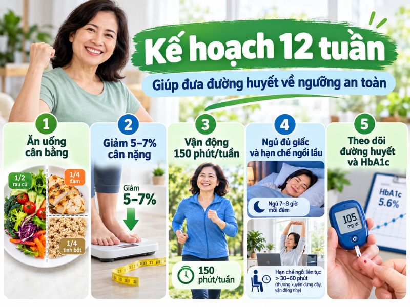 Kế hoạch 12 tuần cải thiện đường huyết ở người tiền tiểu đường