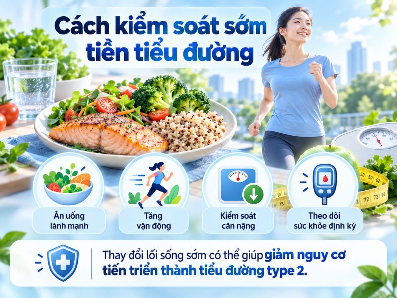 Tiền tiểu đường là gì? Dấu hiệu cảnh báo và cách kiểm soát sớm Kiểm soát tiền tiểu đường bằng ăn uống và vận động hợp lý