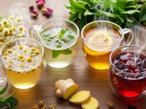 Các loại trà túi lọc gồm trà xanh, trà đen, trà hoa cúc, trà gừng và trà thảo mộc.